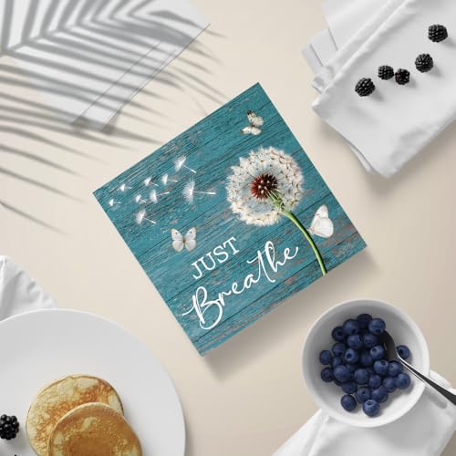 PUVOXHO Just Breathe Matters Wooden Sign Desk Decor, Funny Dandelion Wood Box Sign Décor for Home Office Farmhouse Bedroom, Yoga Spa Room Decor, Inspirational Gifts for Women Coworker Friend - Image 4