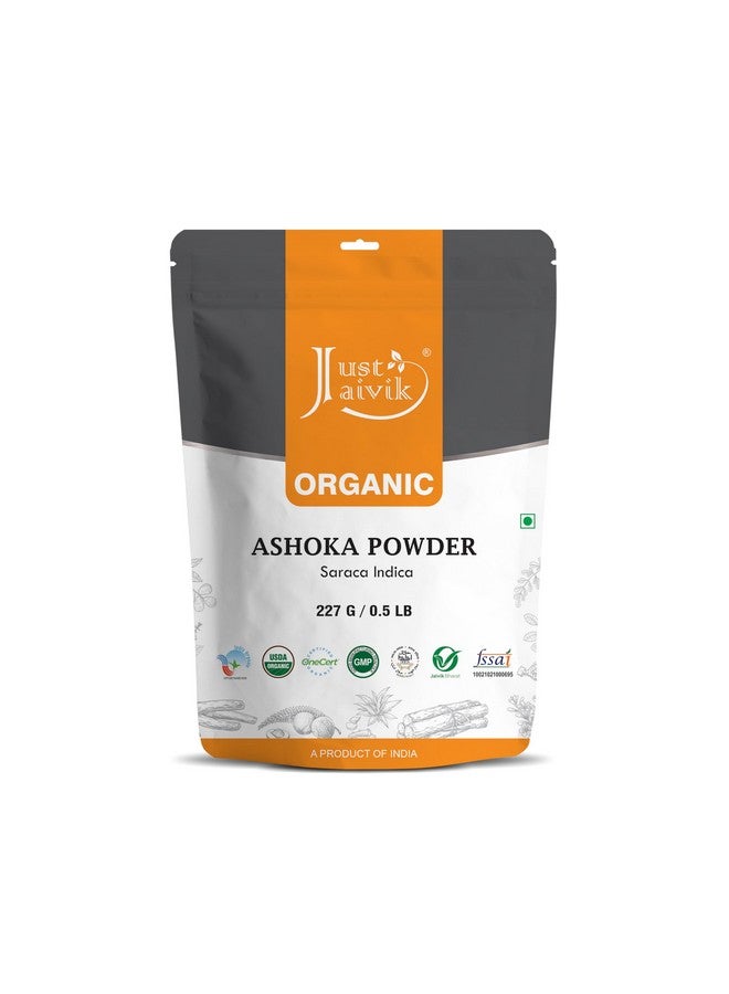 Just Jaivik 100% Organic Ashoka Bark Powder (Saraca Indica) 1/2 LB, 08 oz, 227g USDA Certified Organic- Biodegradable Resealable Zip Lock Pouch - Image 1