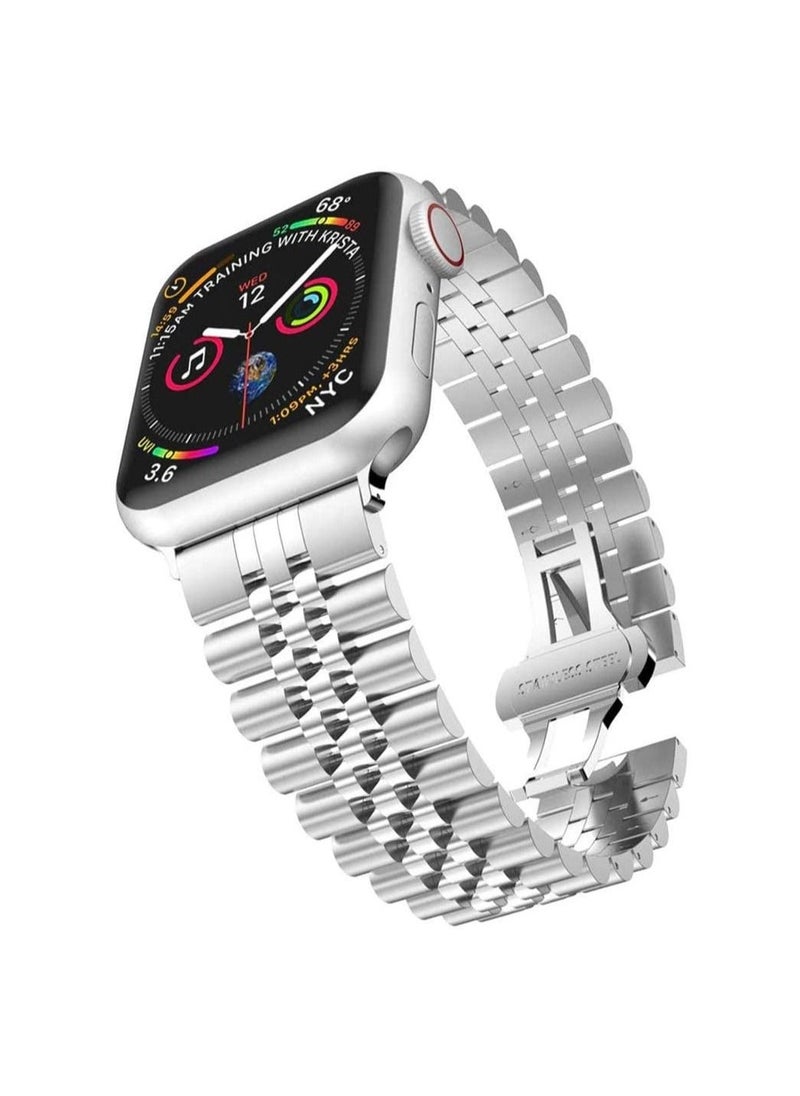 Stainless Steel Solid Strap Metal Bracelet for Apple Watch 45/44mm - Image 1