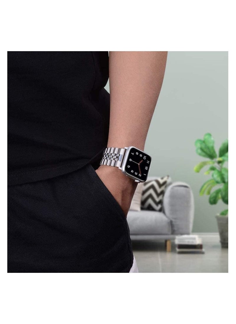 Stainless Steel Solid Strap Metal Bracelet for Apple Watch 45/44mm - Image 4