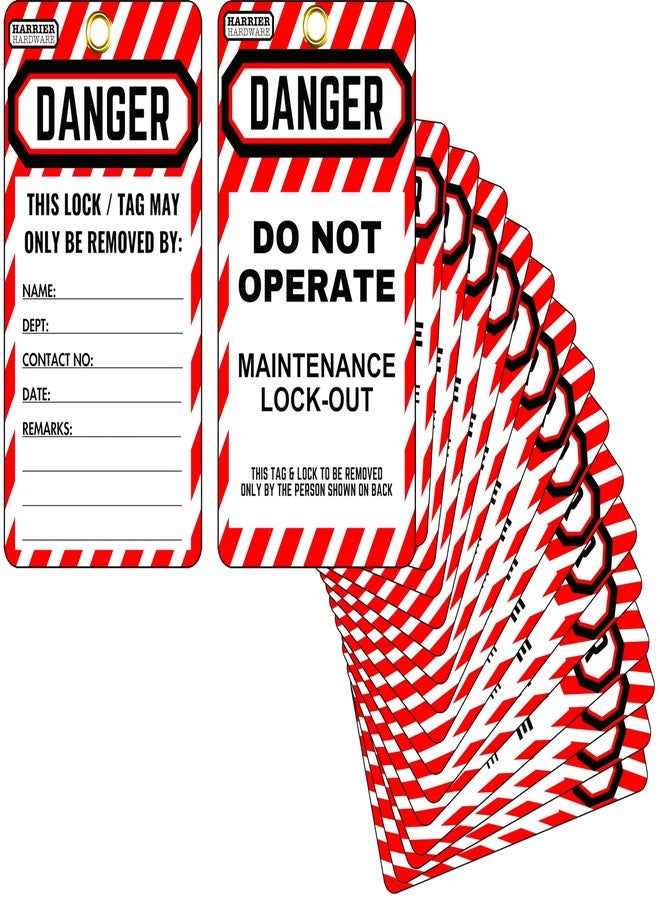 Harrier Hardware 40-Pack Vinyl with Brass Grommet, 3 x 5.5-inch, OSHA Compliant Lock Out Tags, Lockout Tagout - Image 1