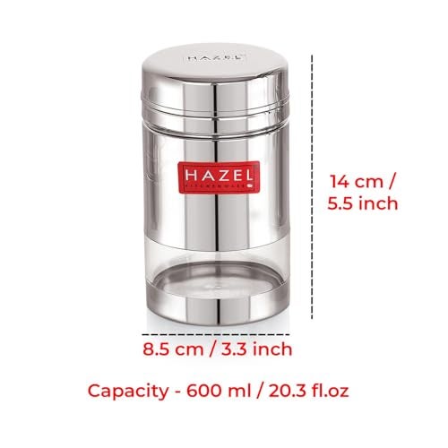 HAZEL Stainless Steel See Through Transparent Container | Kitchen Air Tight Storage Dabba Containers Set of 2, 600 ML - Image 4