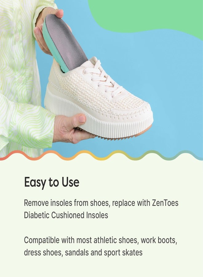ZenToes Diabetic Cushioned Insoles for Men and Women, Shock Absorbing Plastazote Foam Pads for Plantar Fasciitis, Metatarsalgia, Morton's Neuroma Relief - 1 Pair (M8/W9.5) - Image 4