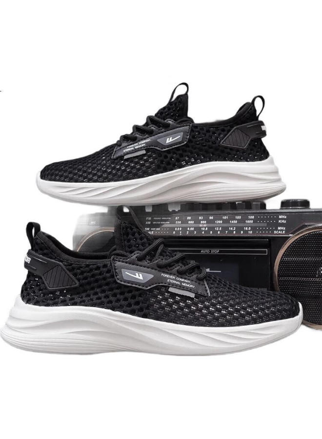 Pull Back Warrior Men'S Mesh Running Shoes Summer New Breathable Lightweight Running Shoes Black Size 37 - Image 2