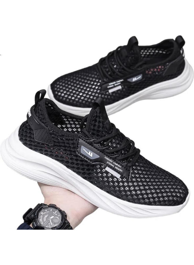 Pull Back Warrior Men'S Mesh Running Shoes Summer New Breathable Lightweight Running Shoes Black Size 37 - Image 3