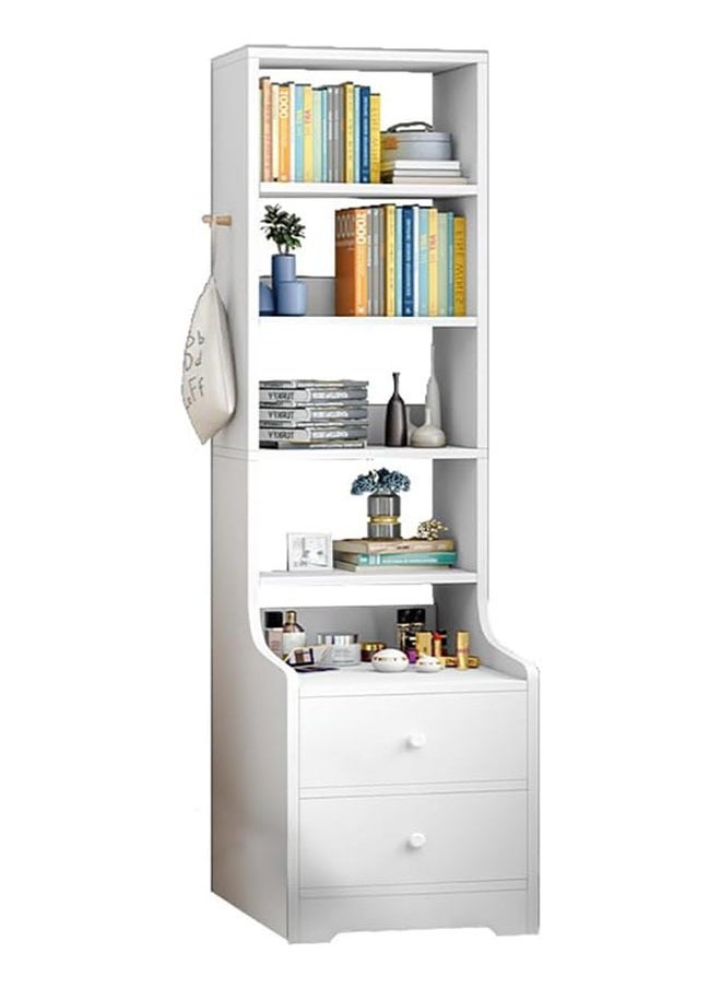 LEDIN - Tall bedside table shelf simple and luxurious Nordic style ins minimalist storage small bedside storage cabinet with two drawers 4 storage compartments - Image 1
