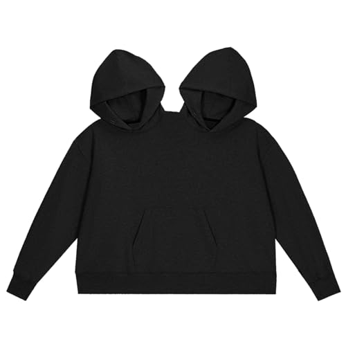 Jongdari Couples Hoodies, Two Person Hoodie Couple Sweaters Funny Matching Hoodies - Black - Image 1