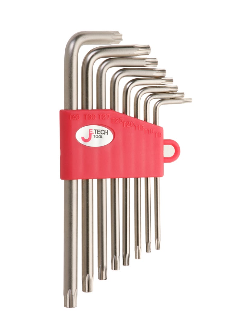 jetechtool Jetech 8-Piece Star Wrench Set, Tamper-Resistant Torx Key Wrench Set, Small Length Security Star Keys (with Hole), S2 Steel, Chrome Plated, Size Includes TT9, TT10, TT15, TT20, TT25, TT27, TT30, TT40 – SWM-8 - Image 1