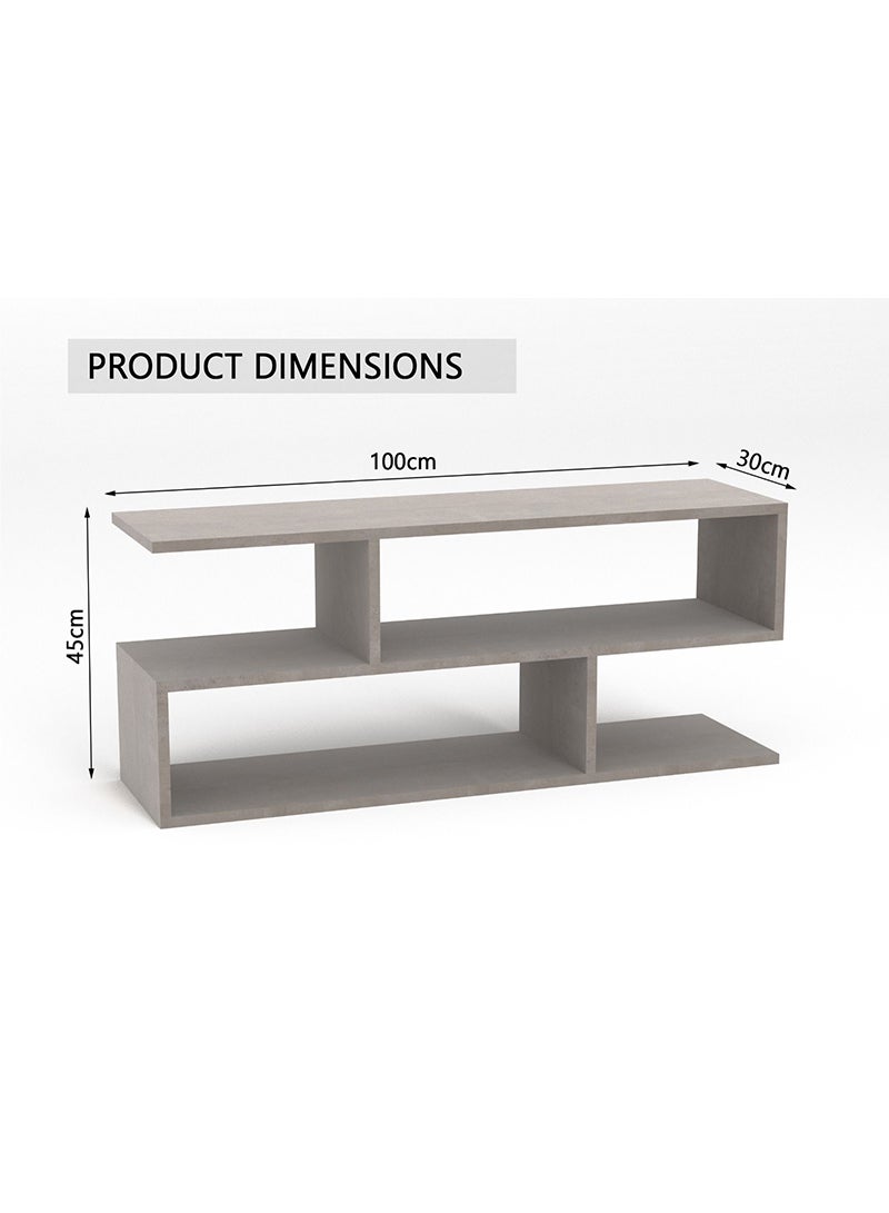 Mahmayi حامل تلفزيون حديث من Mahmayi ight Concrete مع طاولة قهوة للكمبيوتر المحمول/التلفزيون/الكمبيوتر الشخصي/الطابعة، أنظمة متعددة الوظائف (100x30x45 سم) - Image 2