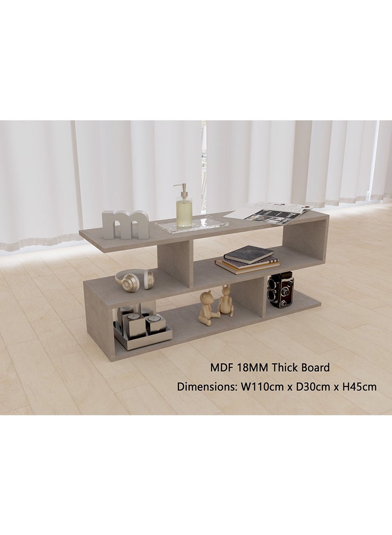 Mahmayi حامل تلفزيون حديث من Mahmayi ight Concrete مع طاولة قهوة للكمبيوتر المحمول/التلفزيون/الكمبيوتر الشخصي/الطابعة، أنظمة متعددة الوظائف (100x30x45 سم) - Image 3