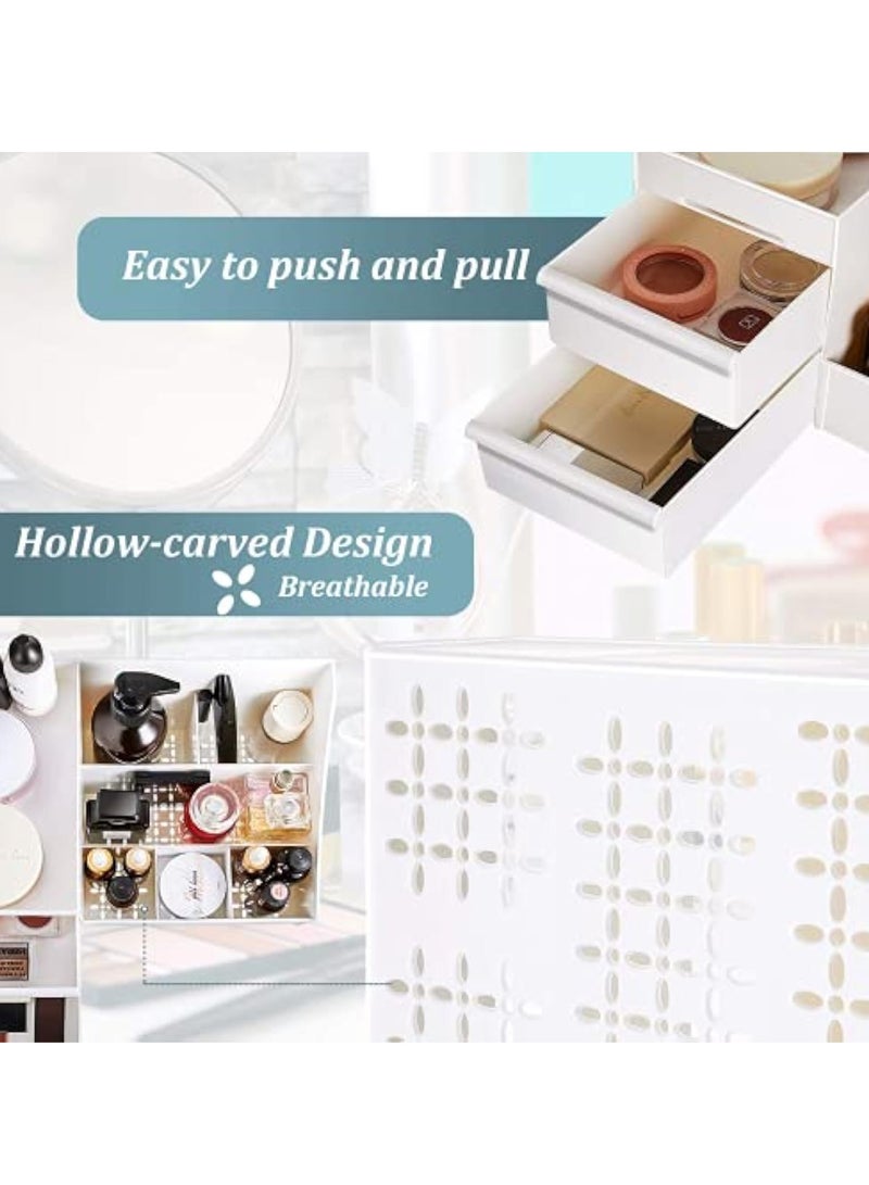 YelaJoy Makeup Organizer Jewelry Storage Box - Cosmetic Dresser Drawers Desktop Makeup Organizer Skin Care Jewelry Organizing Box, Suitable for Storage in Bathroom, Bedroom and Bedside Table (white) - Image 3