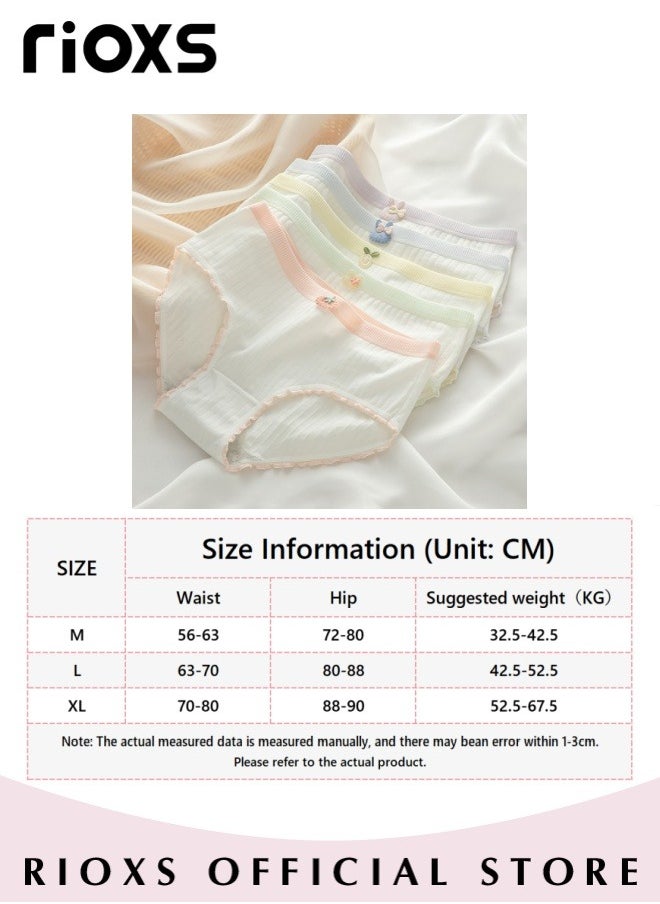 RIOXS 5 Pack Teen Girls Cotton Underwear Soft Briefs High Waist Underwear Kids Training Printed Underwear  - Image 5