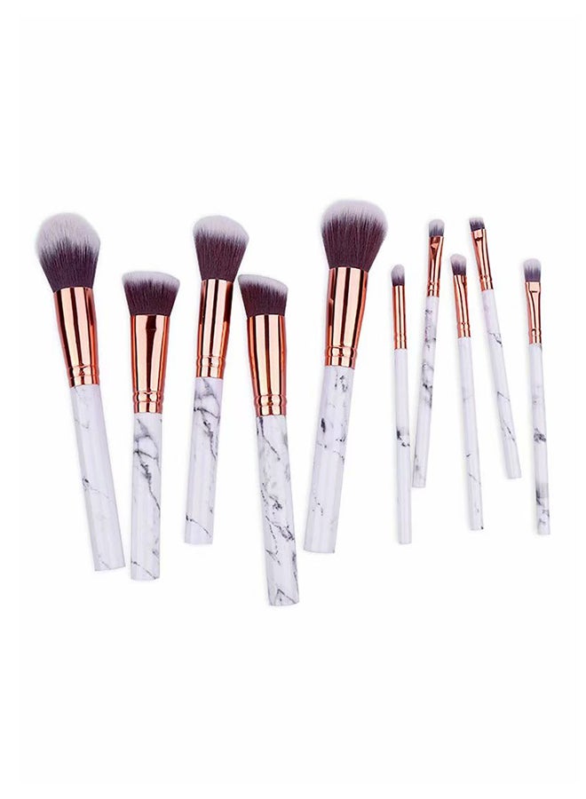 10- Piece Marble Pattern Make-Up Brush Set Grey - Image 3