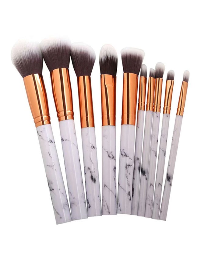 10- Piece Marble Pattern Make-Up Brush Set Grey - Image 4