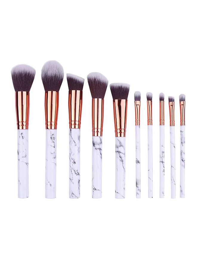 10- Piece Marble Pattern Make-Up Brush Set Grey - Image 1