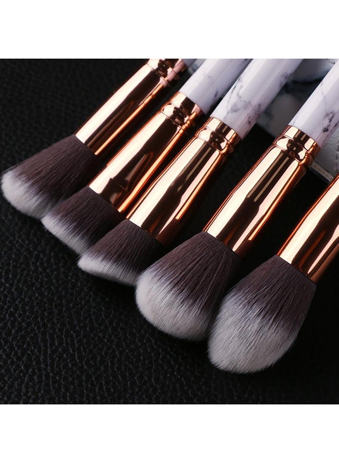 10- Piece Marble Pattern Make-Up Brush Set Grey - Image 5