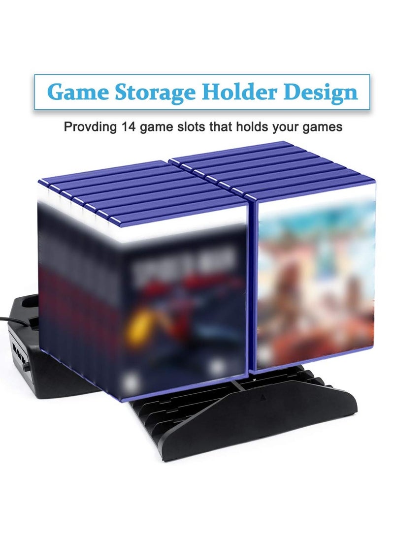 مروحة تبريد مع حامل لجهاز PS5، شاحن سريع لتحكم PS5 Dual Sense، حامل عمودي لجهاز PS5 للإصدارات القرصية والرقمية. - Image 2