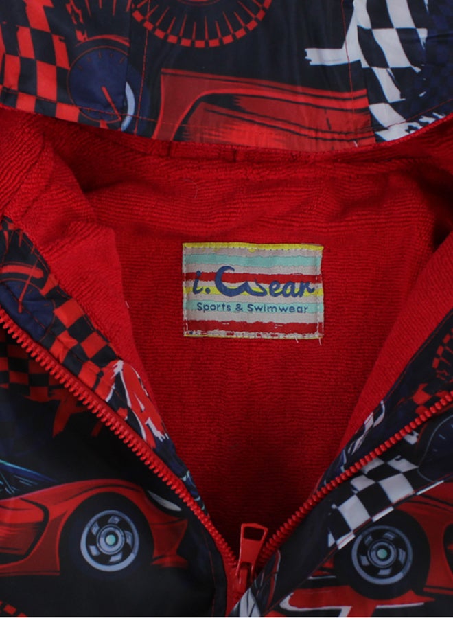 آي وير I.Wear رداء سباحة للأولاد - أسود مع طباعة سيارات السباق - Image 3