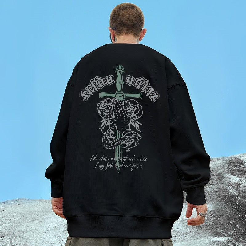 Crewneck Bear Printed Sweatshirt Men'S Fashion Brand Oversize High Street Retro Top - Image 5