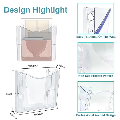 PAG 6 Pockets Wall File Holder Clear Acrylic Hanging File Organizer for Office and Home, Vertical - Image 4