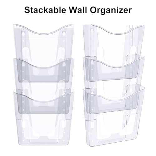 PAG 6 Pockets Wall File Holder Clear Acrylic Hanging File Organizer for Office and Home, Vertical - Image 2