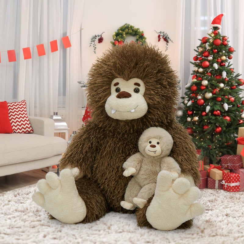 MorisMos Giant Bigfoot Stuffed Animal with Baby Cryptid Plush Duo,39" Big Mama Monster & 12" Baby Bigfoot Toy for Kid,Girl,Boy,Soft Big Foot Sasquatch Gifts for Haloween Birthday Baby Shower Christmas - Image 2