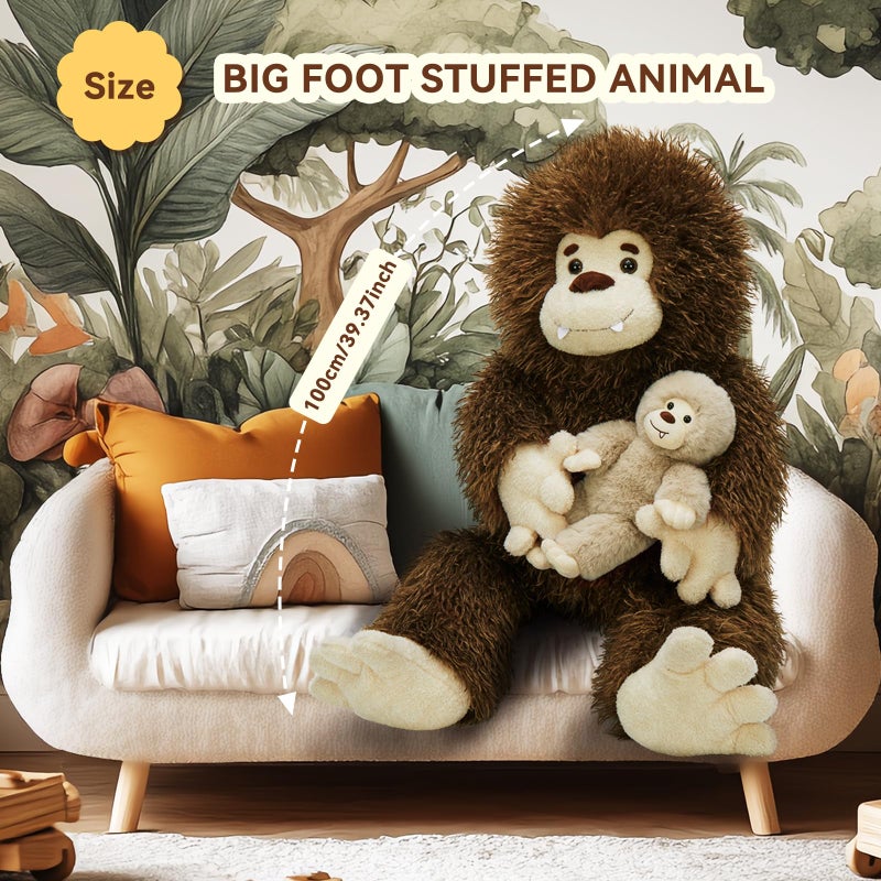MorisMos Giant Bigfoot Stuffed Animal with Baby Cryptid Plush Duo,39" Big Mama Monster & 12" Baby Bigfoot Toy for Kid,Girl,Boy,Soft Big Foot Sasquatch Gifts for Haloween Birthday Baby Shower Christmas - Image 5