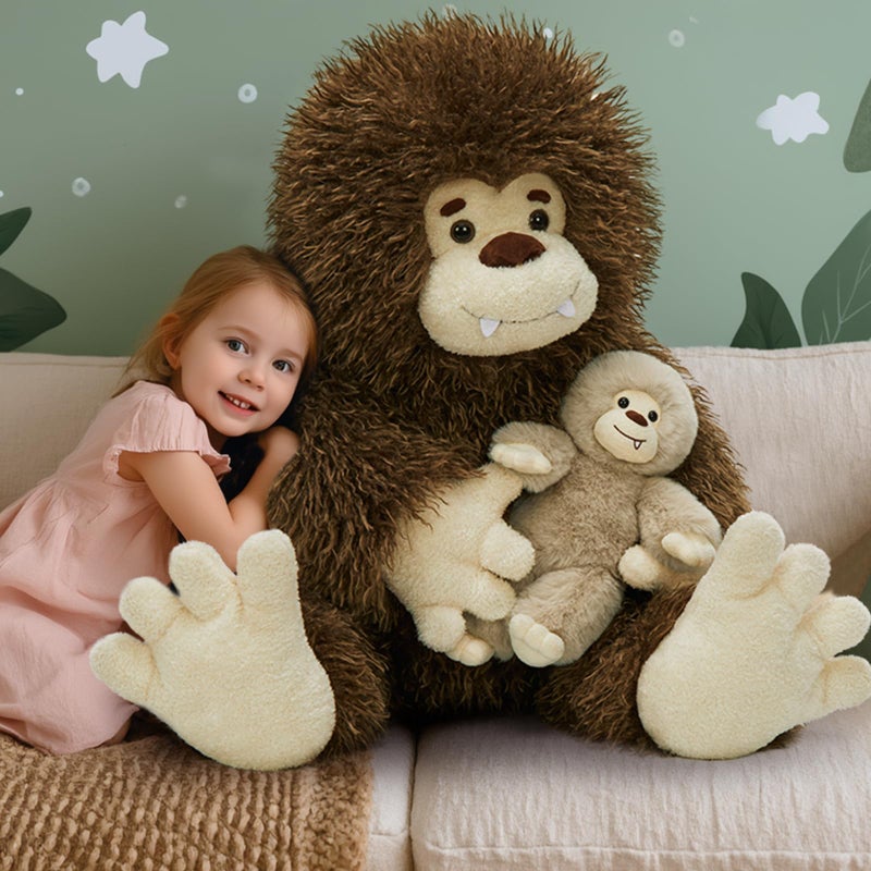 MorisMos Giant Bigfoot Stuffed Animal with Baby Cryptid Plush Duo,39" Big Mama Monster & 12" Baby Bigfoot Toy for Kid,Girl,Boy,Soft Big Foot Sasquatch Gifts for Haloween Birthday Baby Shower Christmas - Image 3