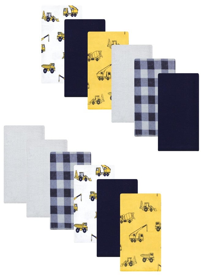 Luvable Friends Hudson Baby Flannel Burp Cloths 12pk, Bulldozer - Image 1