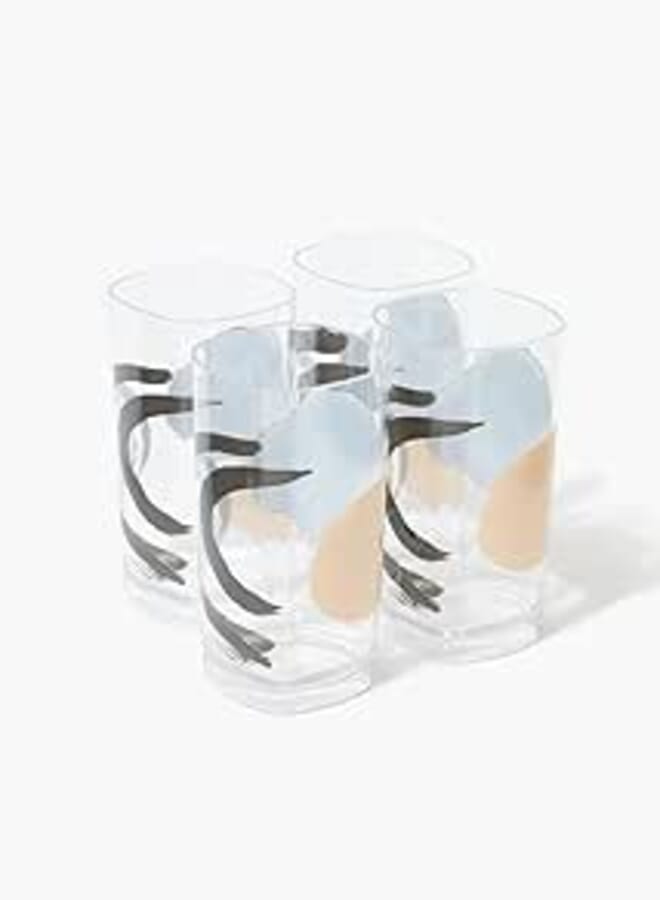 Matalan Connected High Ball Tumblers 4-Piece Set, 7.5 cm x 12 cm Size, Multicolour