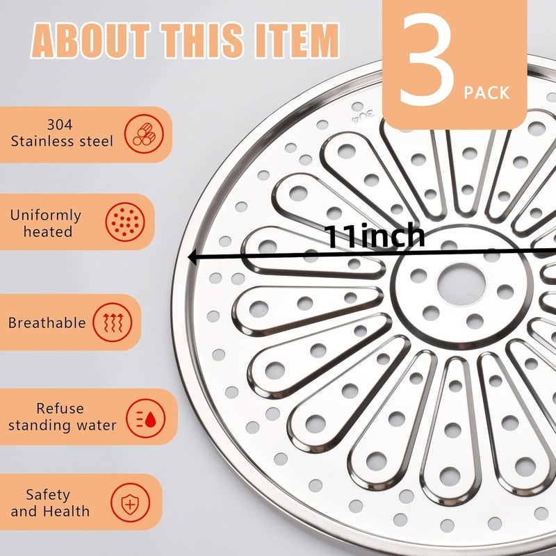 HONSHEN 3Pack 11-Inch Pressure Cooker Canner Rack/Canning Rack Food Grade 304 Stainless Steel Compatible with Presto,Steamer Rack Stand for Steaming, All-American and More - Image 2