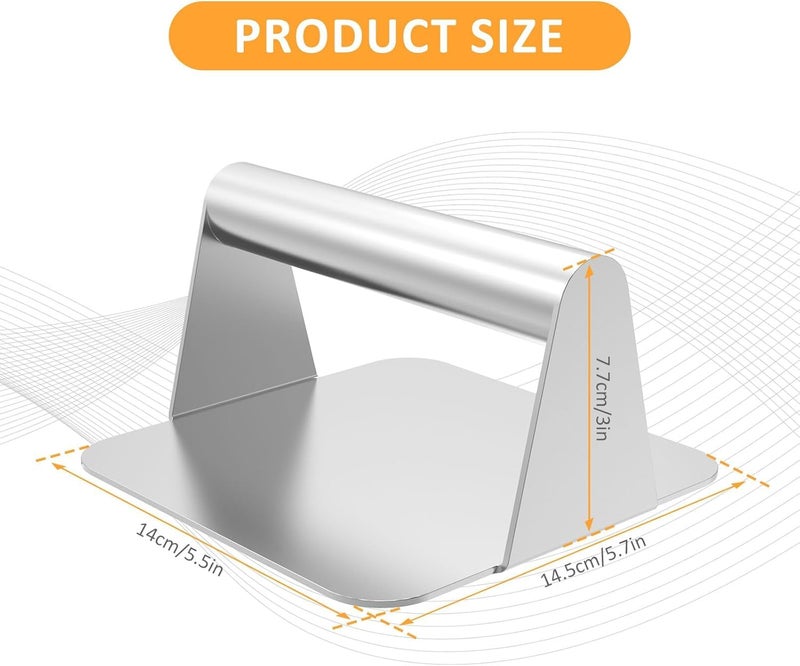 Istara Burger Press Heavy Duty Smooth Stainless Steel Hamburger Presser for Grill Griddle Patty Bacon Ham Grilled Sandwich NonStick Dishwasher Safe Grilling Accessories - Image 2