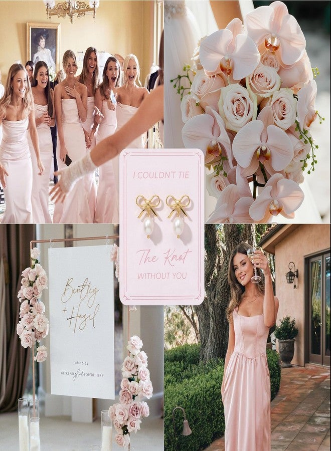 Frodete Bridesmaid Earrings Gift Set Pearl Drop Proposal Card Will You Be My Bridesmaid Maid of Honor Jewelry - Image 4