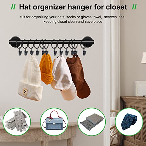 Lunies Hat Rack for Wall with 24 Hooks, Hat Organizer Holder for Baseball Caps, Cap Organizer Hanger, Hat Hanger for Closet, Black Hat Holder with Clips 2 Pack - Image 5