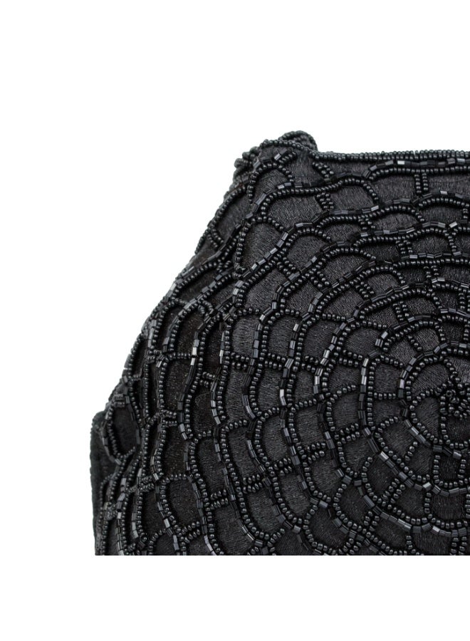 Dollar's Beaded Satin Evening Clutch Bag for Women RP09, Party and Wedding Handbag, Ethnic Ladies Purse, Sparkly Crystal Beadwork, Bridal Evening Hand Bag, Elegant Occasion Wear Bag (Black) - Image 2