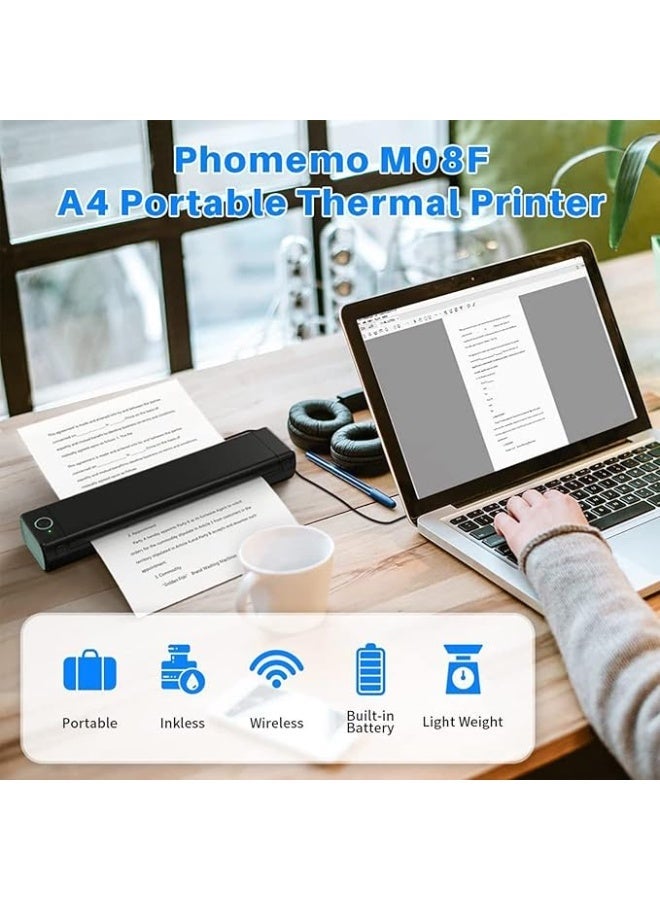 Thermal Shipping Label Printer, Wireless Bluetooth Mobile Printer, Supports 216mm Width A4 Printing Paper, Inkless Technology, for Shipping Packages, Supports Windows, Android and iOS_ Portable Inkless Printer_Bluetooth Thermal Printer_Instant Printer - Image 4