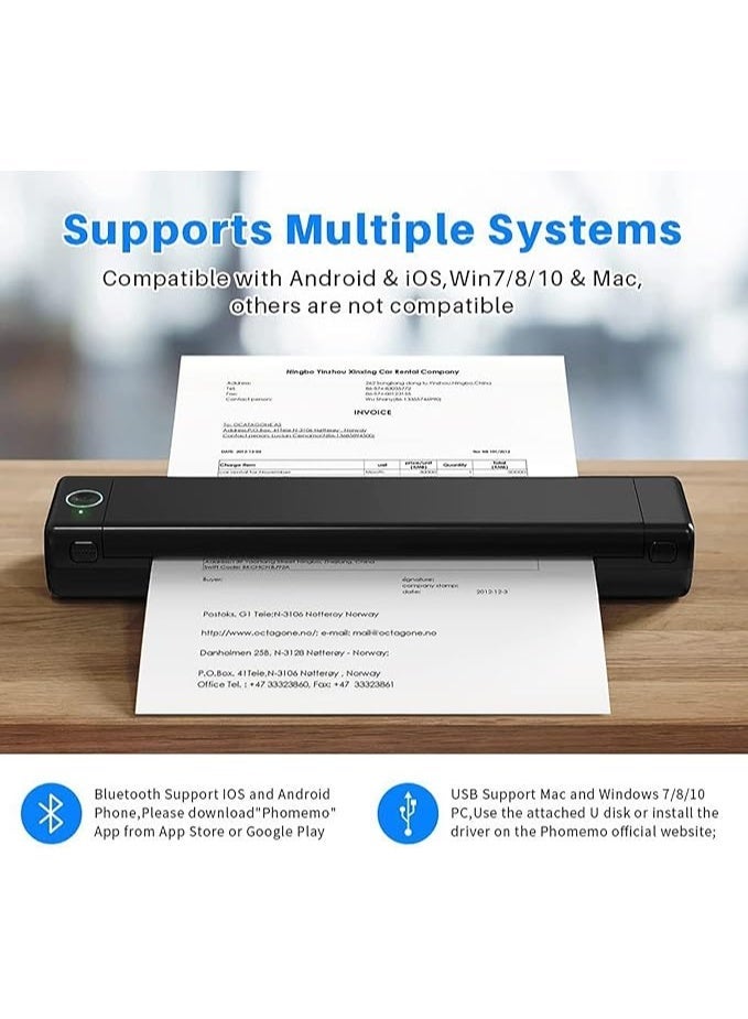 Thermal Shipping Label Printer, Wireless Bluetooth Mobile Printer, Supports 216mm Width A4 Printing Paper, Inkless Technology, for Shipping Packages, Supports Windows, Android and iOS_ Portable Inkless Printer_Bluetooth Thermal Printer_Instant Printer - Image 5
