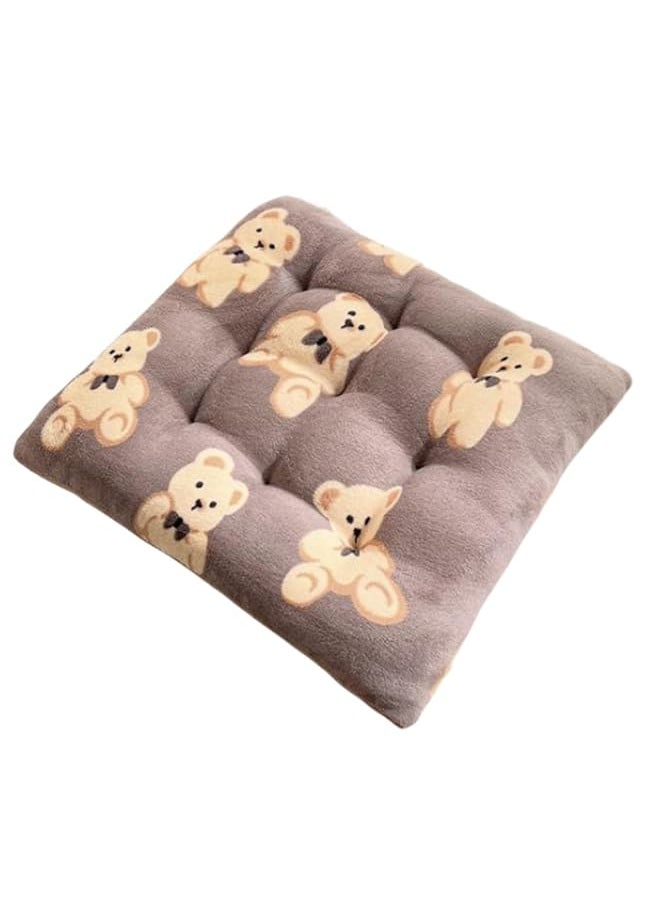 erorex Thick Plush Seat Cushion Cute Teddy Bear Pattern Square Cushion Chair Cushion Office Seat Cushion Sofa Chair Pads Car Seat Cushion Square Seat Cushion Deep Brown  - Image 1
