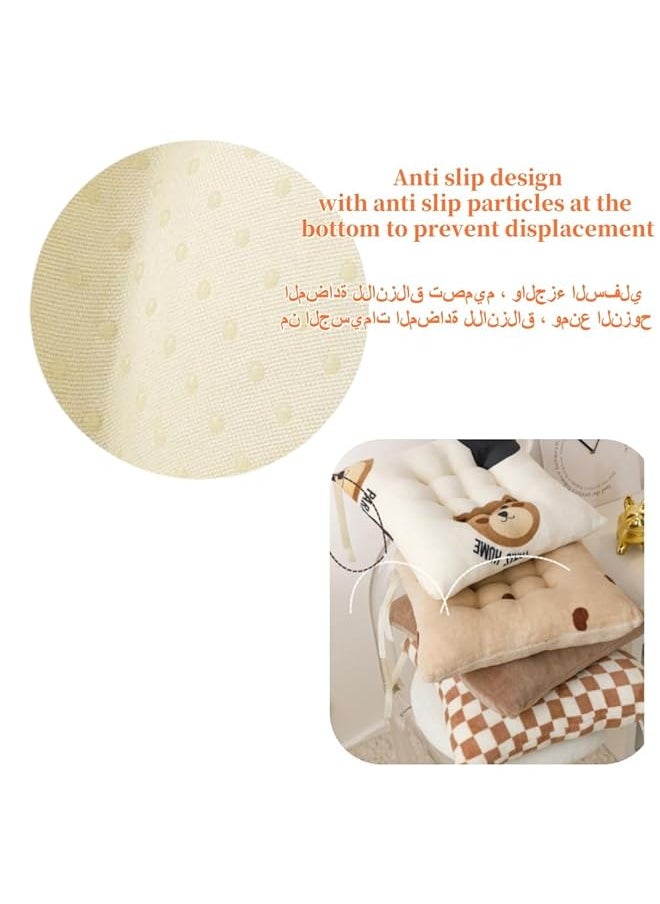 erorex Thick Plush Seat Cushion Cute Teddy Bear Pattern Square Cushion Chair Cushion Office Seat Cushion Sofa Chair Pads Car Seat Cushion Square Seat Cushion Deep Brown  - Image 4