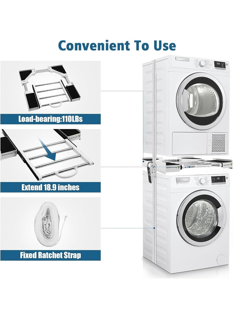 NANAO Washer Dryer Stacking Kit, Universal Washer and Dryer Stacking Kit with Pull-Out Sliding Shelf, Adjustable Stackable Kit for 18-29 inches Front Load Laundry, Small Space Saving Solution Stacking Kit - Image 4