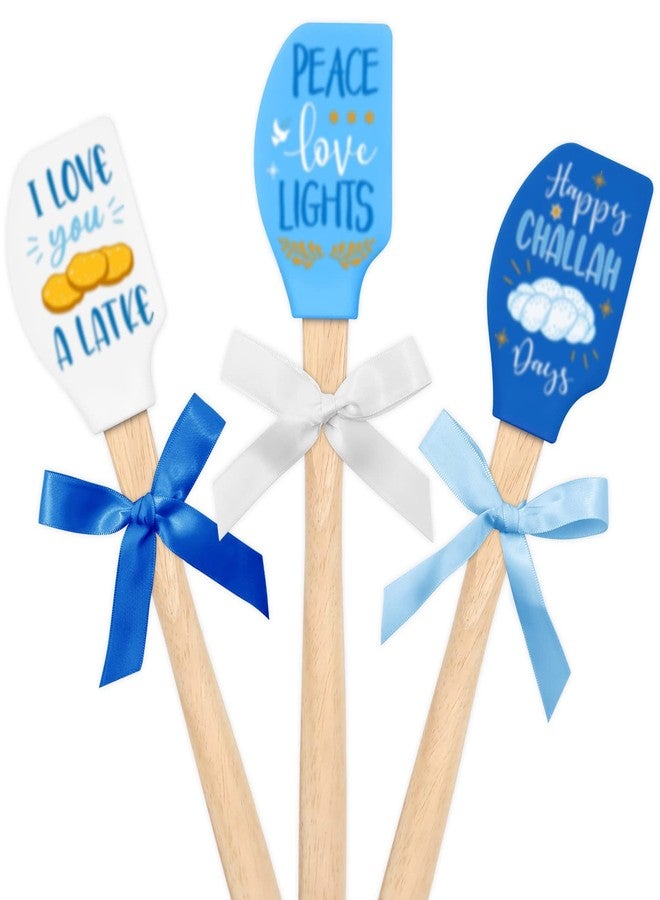 Tuitessine 3 Pieces Silicone Spatula Set Baking Cooking Mixing Flipping cake Housewarming Kitchen Home Decoration Gift Idea Heat Resistant with Wood Handle and Ribbon Bows with greeting card present (Food) - Image 1