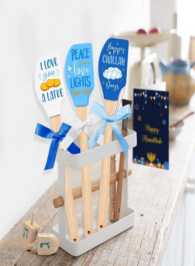 Tuitessine 3 Pieces Silicone Spatula Set Baking Cooking Mixing Flipping cake Housewarming Kitchen Home Decoration Gift Idea Heat Resistant with Wood Handle and Ribbon Bows with greeting card present (Food) - Image 5