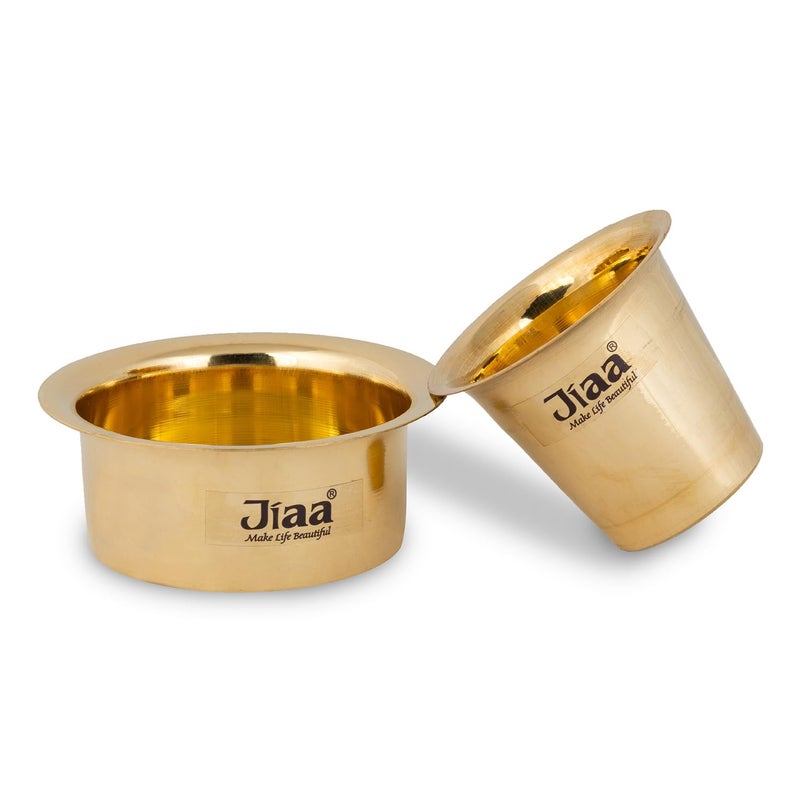 JIAA make life beautiful JIAA Authentic South Indian Brass Dabara Tumbler Set Traditional Drinkware for Filter Coffee and Tea Pack of 4 150ml Capacity Each  - Image 3