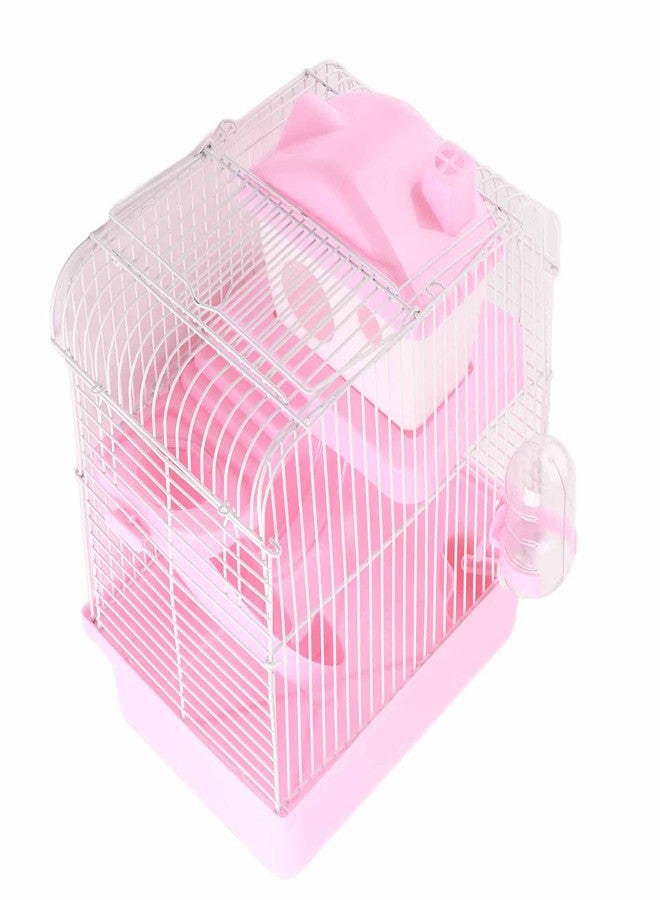 Acouto 2 Tier Hamster Large Space High Chassis Design Brown for Pet Sm Anim - Hamster Home Pet Hamster (Pink) - Image 3