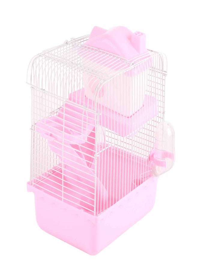 Acouto 2 Tier Hamster Large Space High Chassis Design Brown for Pet Sm Anim - Hamster Home Pet Hamster (Pink) - Image 5