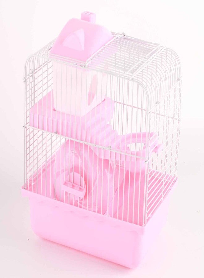 Acouto 2 Tier Hamster Large Space High Chassis Design Brown for Pet Sm Anim - Hamster Home Pet Hamster (Pink) - Image 2