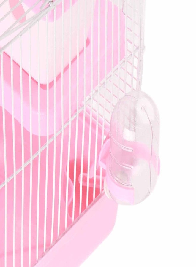 Acouto 2 Tier Hamster Large Space High Chassis Design Brown for Pet Sm Anim - Hamster Home Pet Hamster (Pink) - Image 4