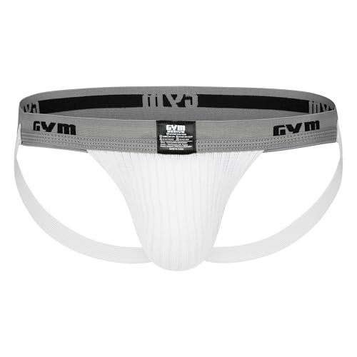 GYM 1" Waistband Swim/Run Jockstrap (Large, White) - Image 1