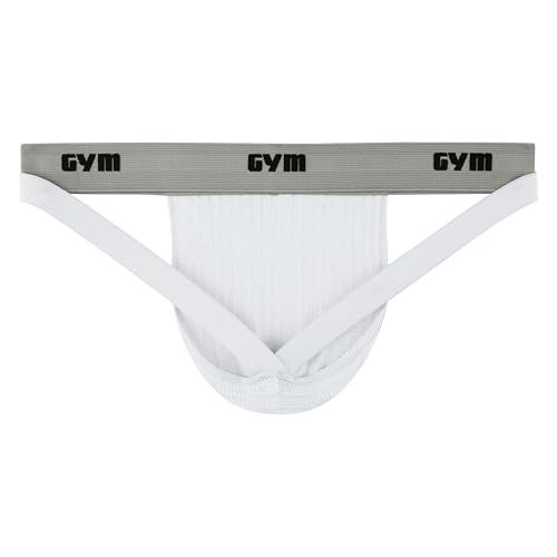 GYM 1" Waistband Swim/Run Jockstrap (Large, White) - Image 3
