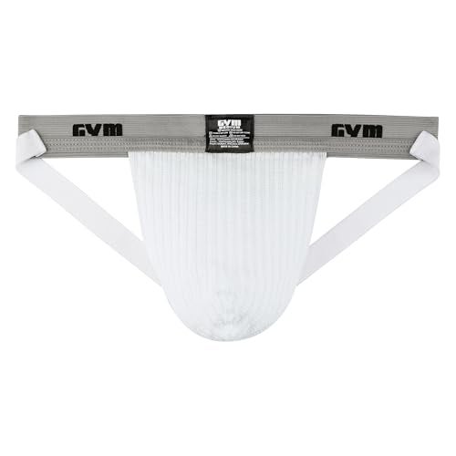 GYM 1" Waistband Swim/Run Jockstrap (Large, White) - Image 2